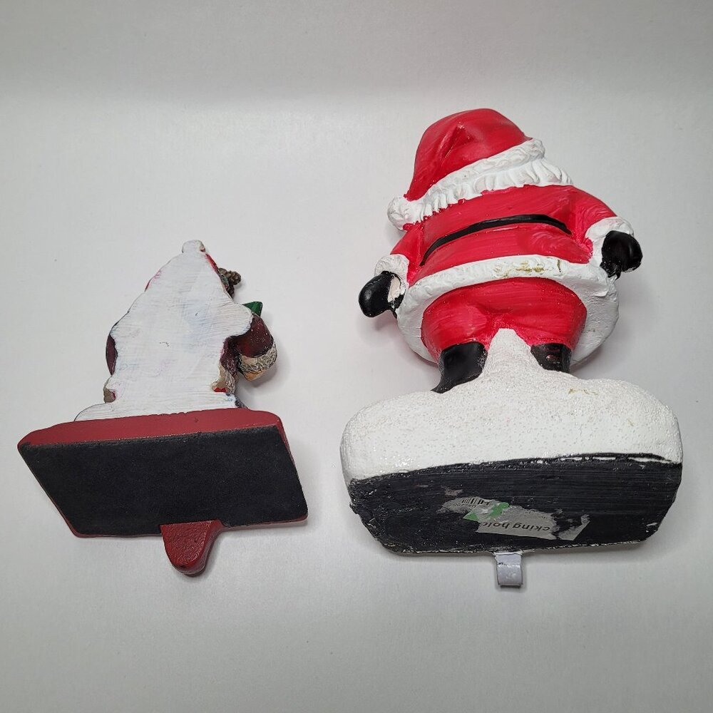 Santa Christmas Stocking Holders 2 Festive Figurines - Picture 4 of 11